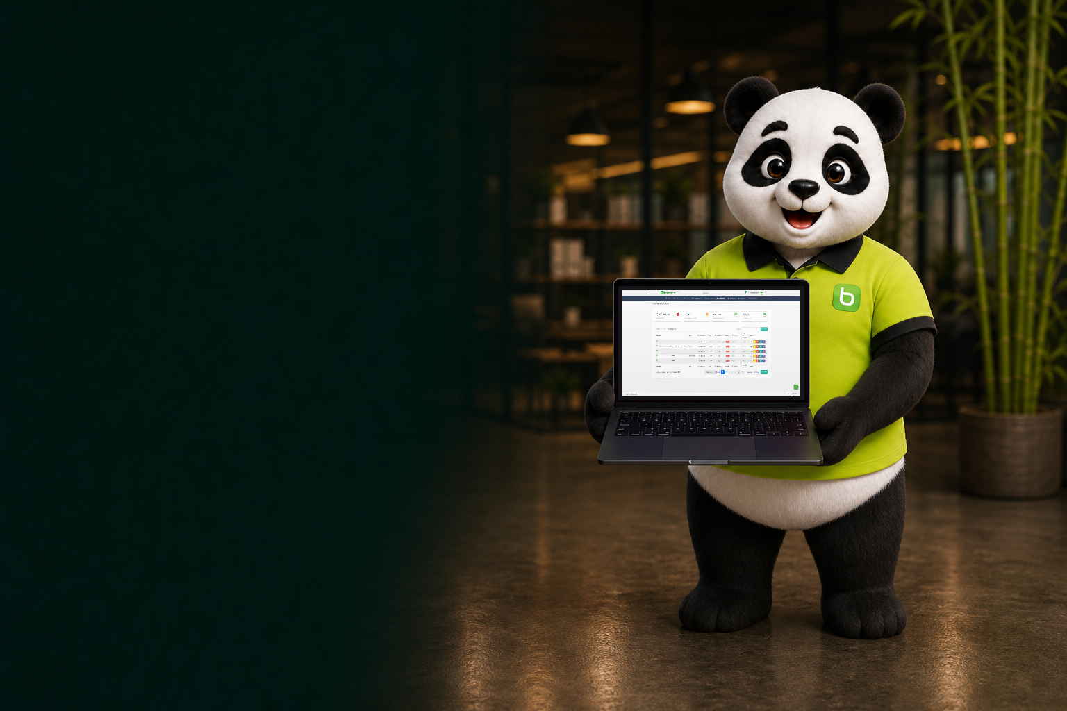 Mascote Bamboo na gestão financeira