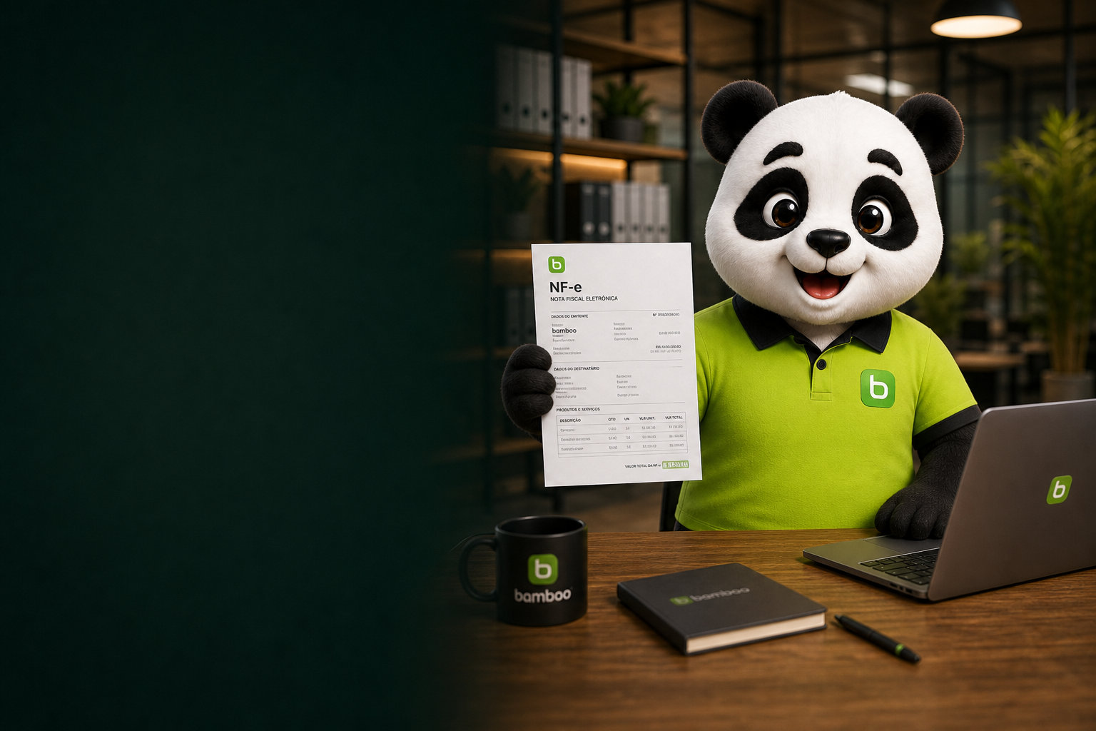 Mascote Bamboo com emissão de notas fiscais